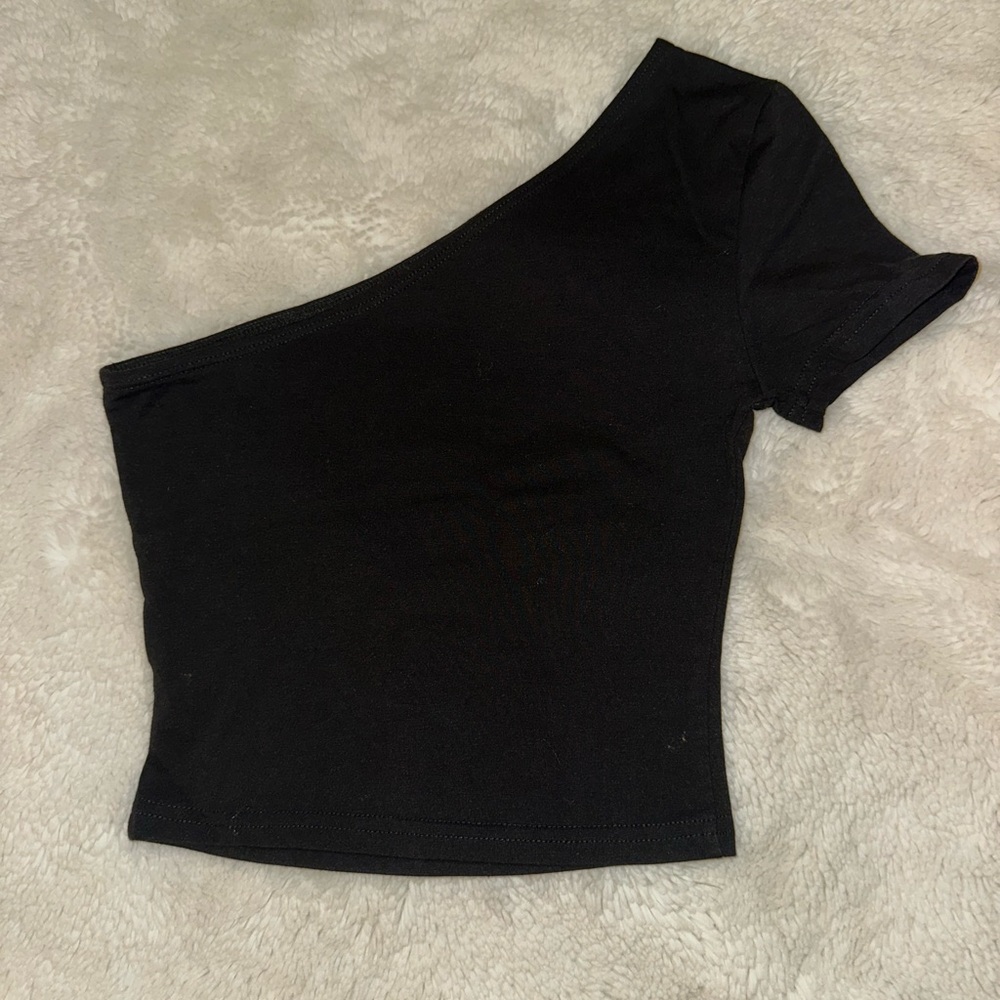 Garage Black One-Shoulder Bodysuit